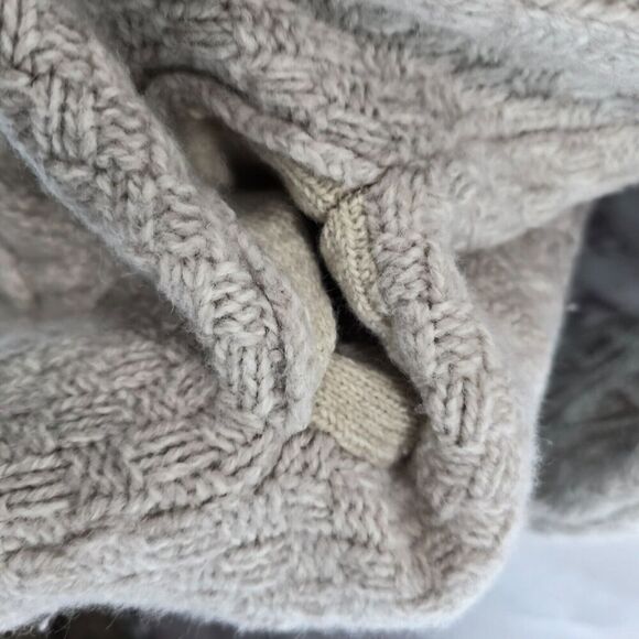 Aran Crafts Wool Sweater Womens Large Cardigan Hooded Oversized Fisherman Vtg - Picture 10 of 13